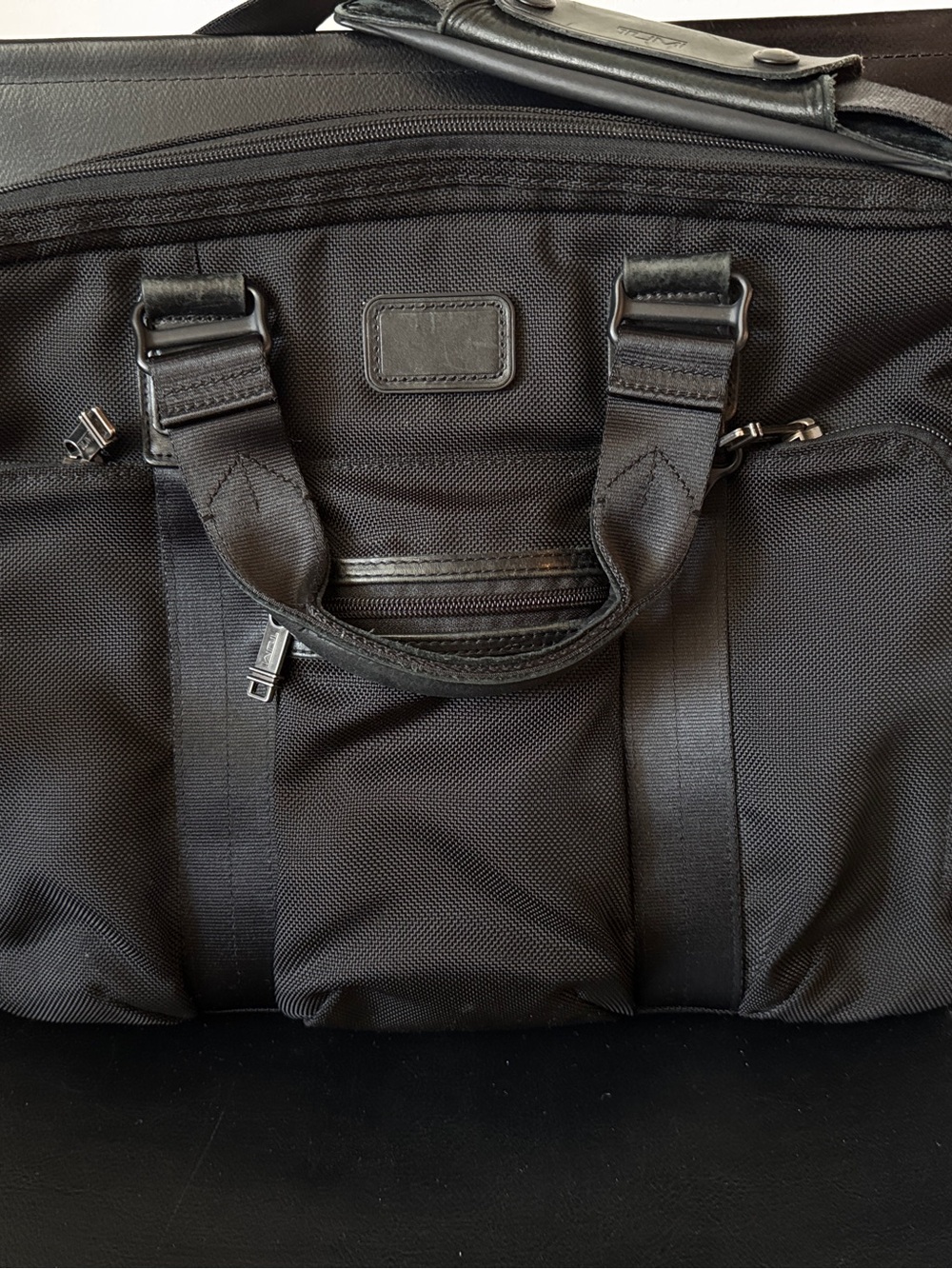 TUMI Alpha Bravo McNair Black Canvas With Leather Briefcase/Messenger Bag